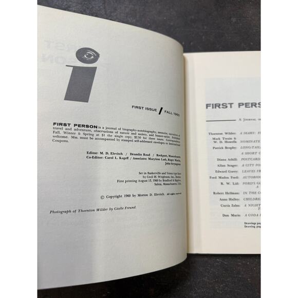 Edward Gorey FIRST PERSON FALL 1960 1ST EDITION Travel Journal Softcover - Picture 7 of 8